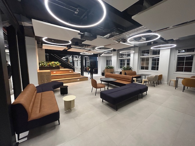 Professional painters working on a commercial interior