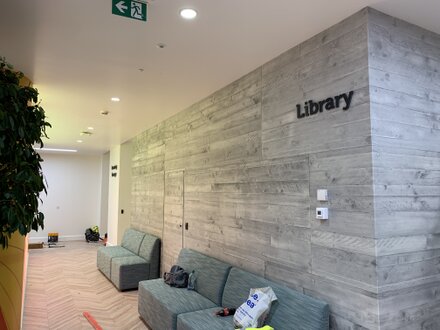 Hotel corridor with durable vinyl wallcovering